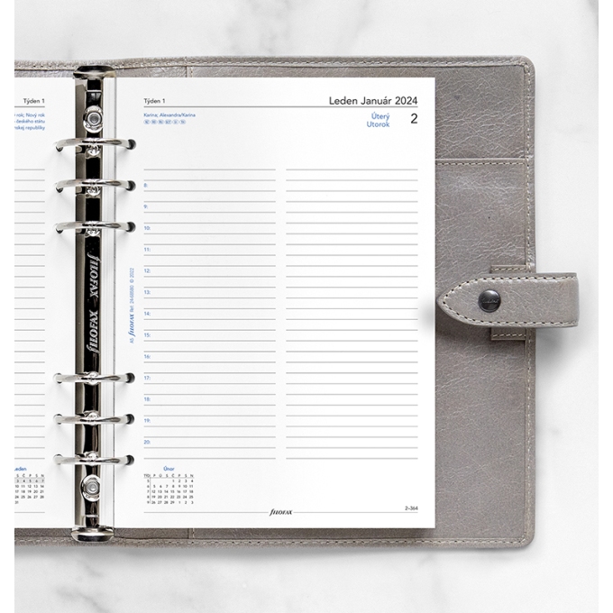 Filofax A5 kalendář 2024 ČJ+SJ den/1 stránka