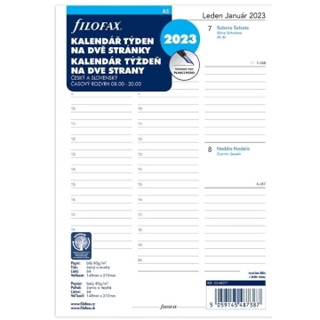 Filofax kalendář A5 2023 ČJ+SJ týden/2 stránky