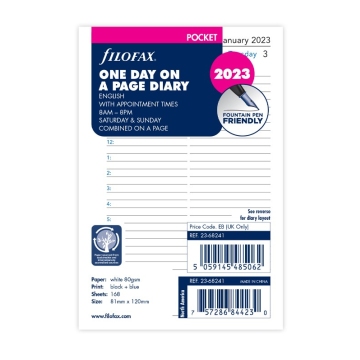Filofax kalendář kapesní 2023 AJ den/1 strana