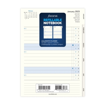 Filofax A5 kalendář 2023 do zápisníků měsíc/2 strany