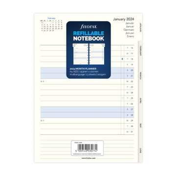 Filofax A5 kalendář 2024 do zápisníků měsíc/2 strany