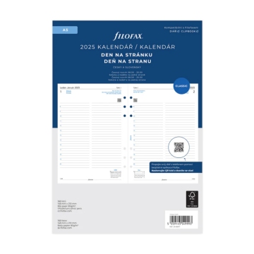 Filofax A5 kalendář 2025 ČJ+SJ den/1 stránka
