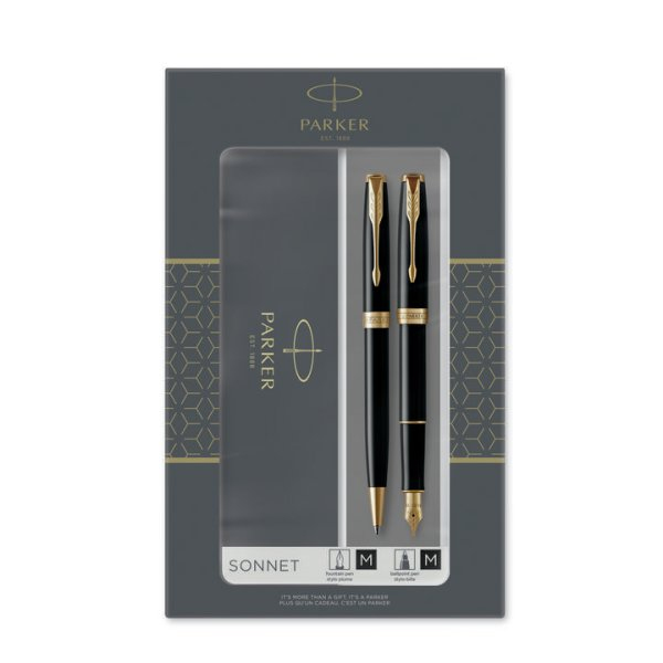 Parker Royal Sonnet Black GT, dárková sada plnicího a kuličkového pera